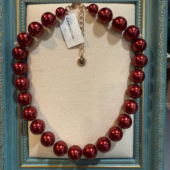 Charter Club Red Pearl Tower Necklace NWT - Picture 5 of 7
